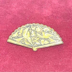 Vintage Spanish Damascene Fan Brooch